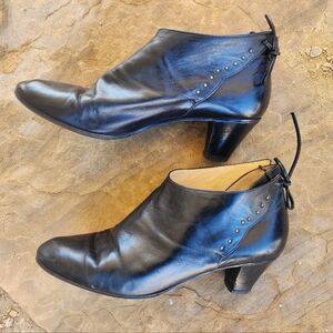 Sleek Black Italian Leather Heeled Boots